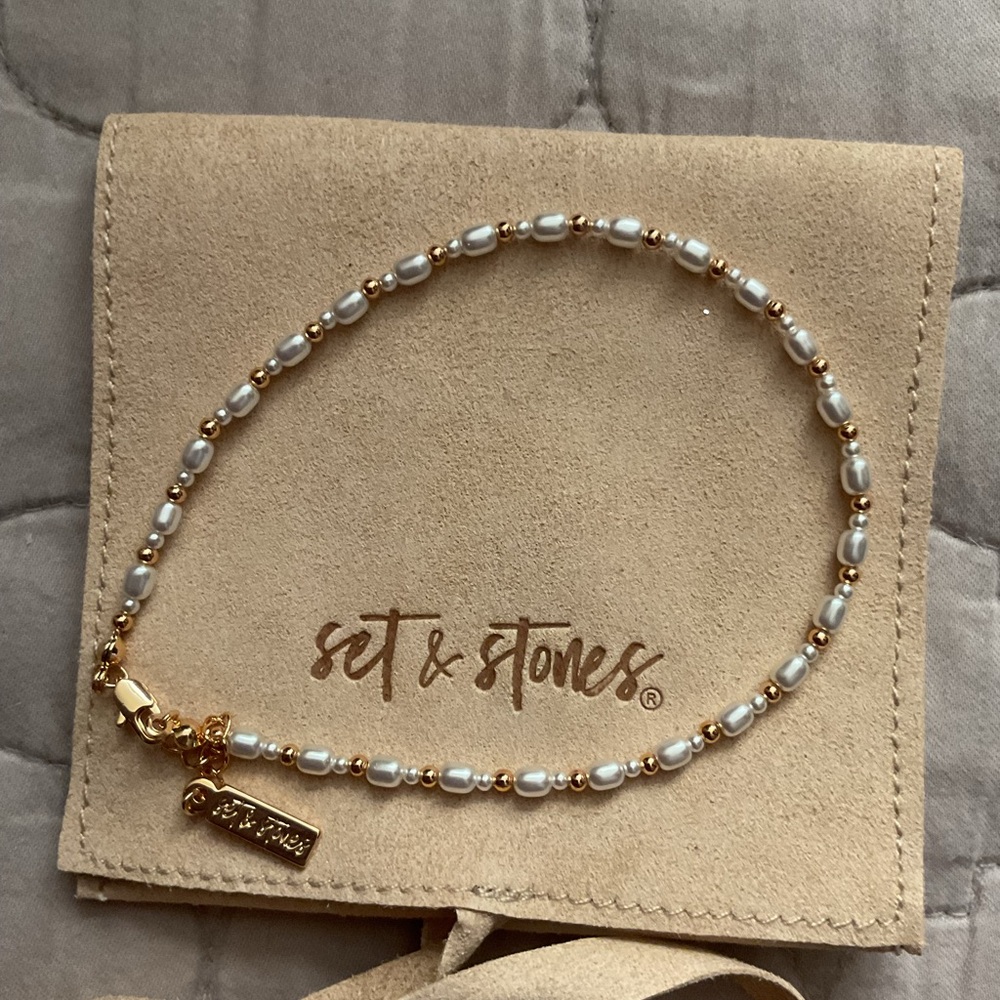Gold and Silver Beaded Anklet